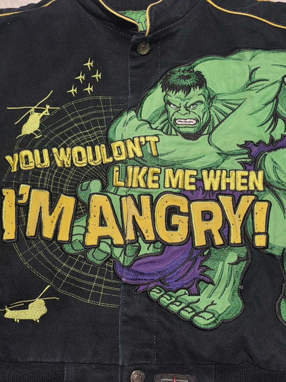 Y2K JH Design Marvel Hulk Nascar Embroidered Racing Jacket Youth Size S 5/6